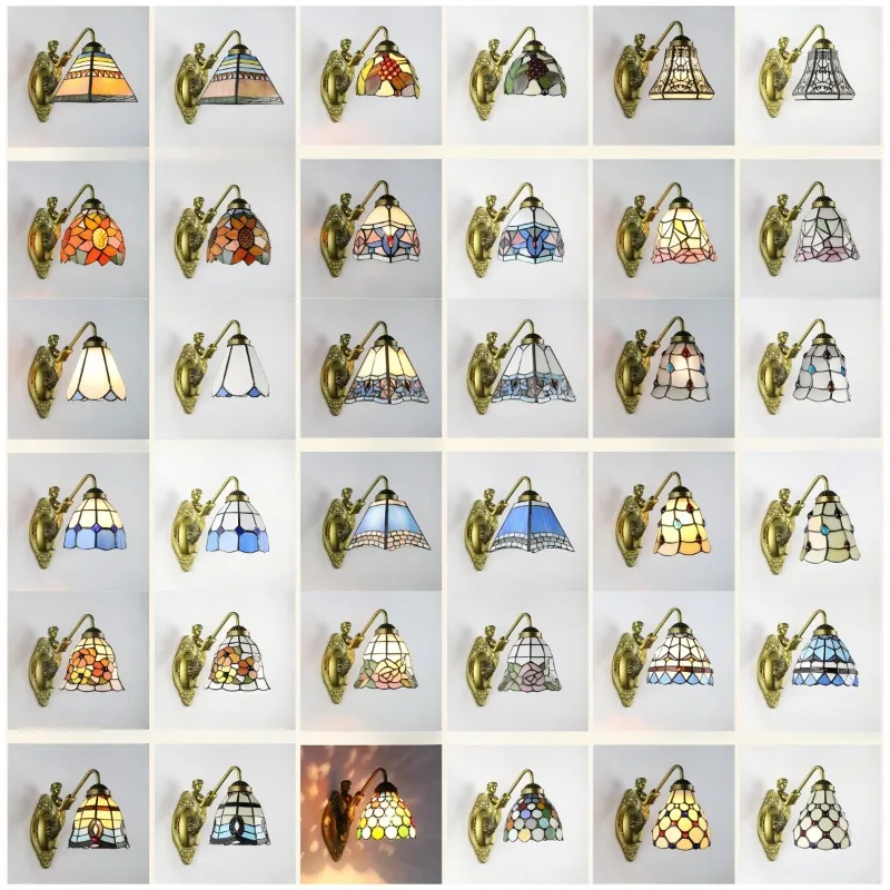 Retro and Creative Colorful European Wall Lamps Bedroom Bedside Lamps Living Room Dining Room Balcony Corridor Staircase Lamps