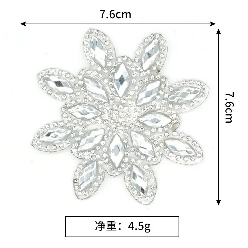 1pc Iron-on Rhinestone Snowflake Flower Patches for Clothing Thermoadhesive Patch Stripes Badge Clothes Sticker Appliques Decor