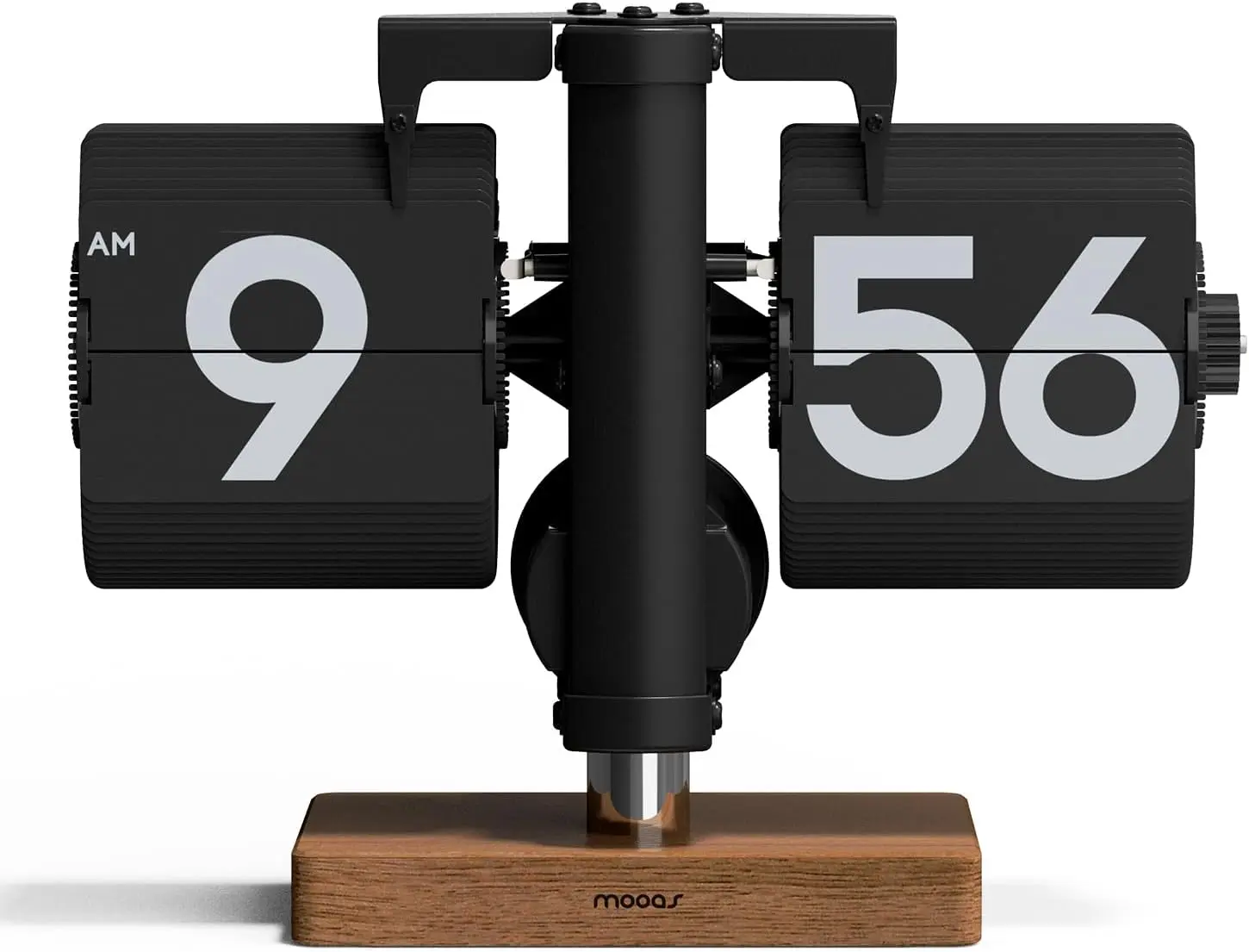 

Classic Wooden Flip Desk Clock, Retro Analog Design with Large Numbers, Battery Powered for Home Office