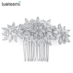 LUOTEEMI Gorgeous Flower Hair Accessories for Women Trendy Fashion Wedding Haircomb Jewelry Wedding Decoration for Bridesmaid