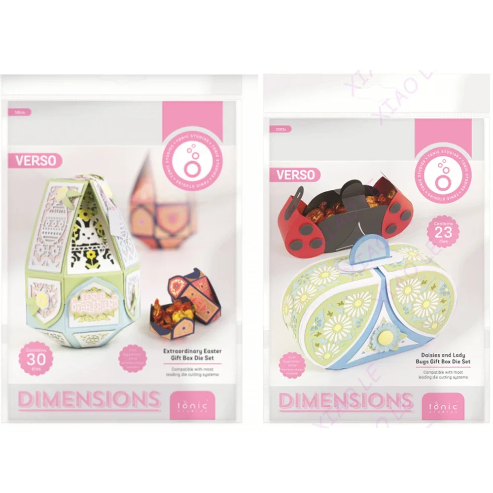 

New Easter Daisies & Lady Bugs Gift Box Metal Cutting Die Decorative Scrapbooking Craft Photo Album Paper Card Art DIY Embossing