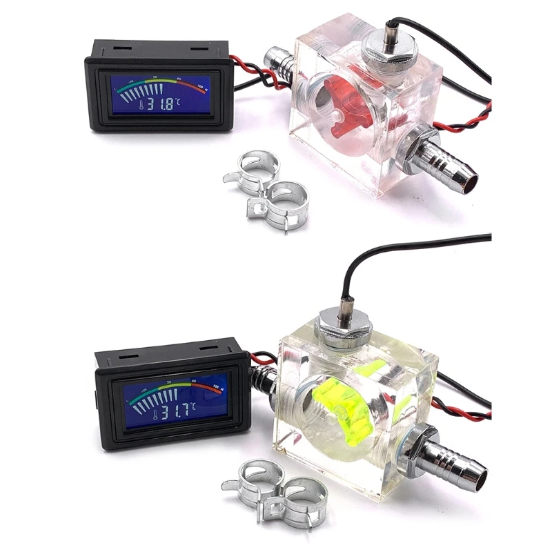 Liquid Cooler 3 Way FlowMeter LED Thermometer PC Computer Heat Dissipation Parts