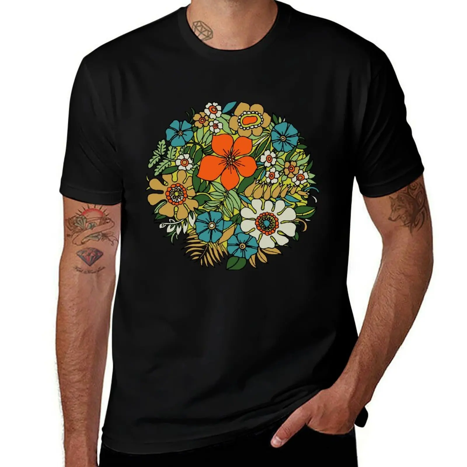 70s Plate T-Shirt Large Size Basic Casual T-Shirt