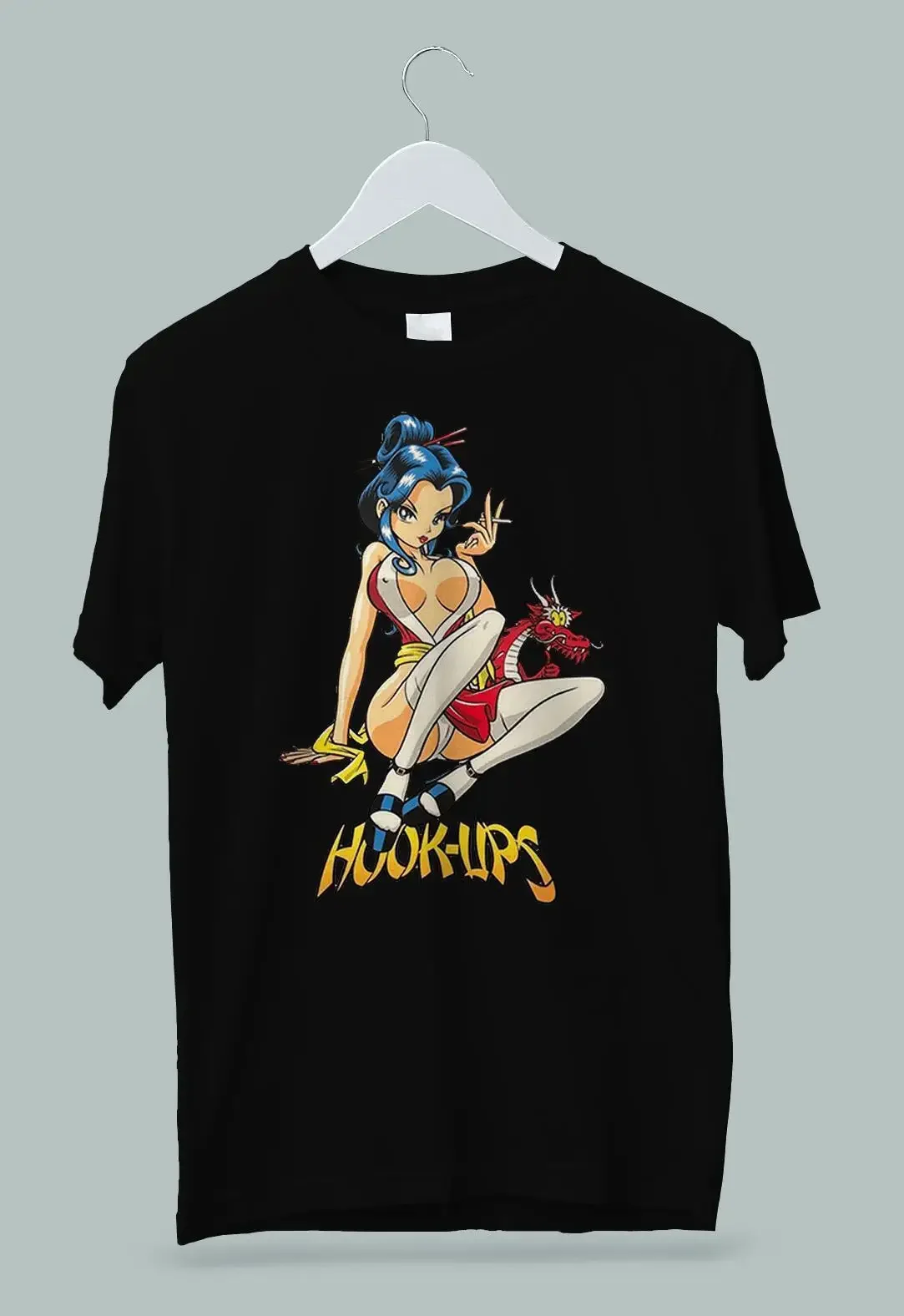 Hook-Ups Skateboard Smoking Geisha Classic Unisex T- shirt