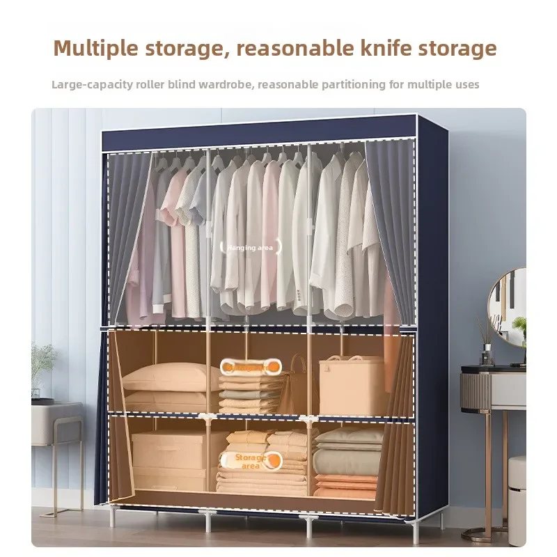 

Stable Simple wardrobe assembly wardrobe household simple storage steel frame modern wholesale cloth wardrobe Durable