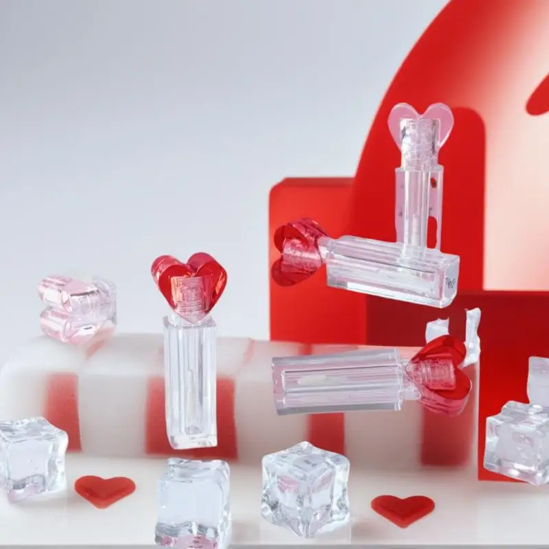 1 قطعة أنبوب ملمع الشفاه الفارغ القابل لإعادة الملء 3.5 مللي مستحضرات التجميل لطيف على شكل قلب واضح فرشاة كبيرة ملمع الشفاه أنابيب التعبئة والتغليف الحاويات #3