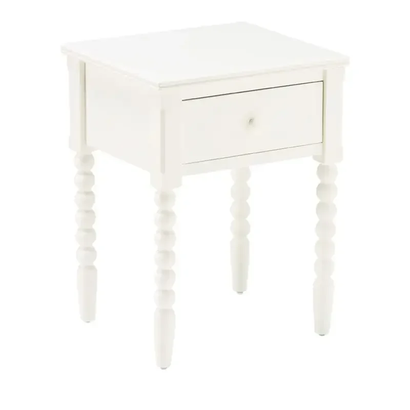 Elegant white wooden nightstand simple modern wooden bedside table