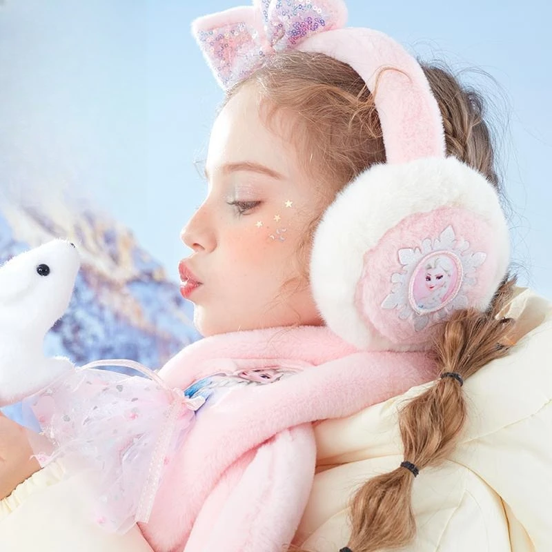 Miniso-bufanda con orejeras para niños, cálida, de felpa, para invierno, cálida, para niñas, cubierta para las orejas, orejera gruesa para bebé