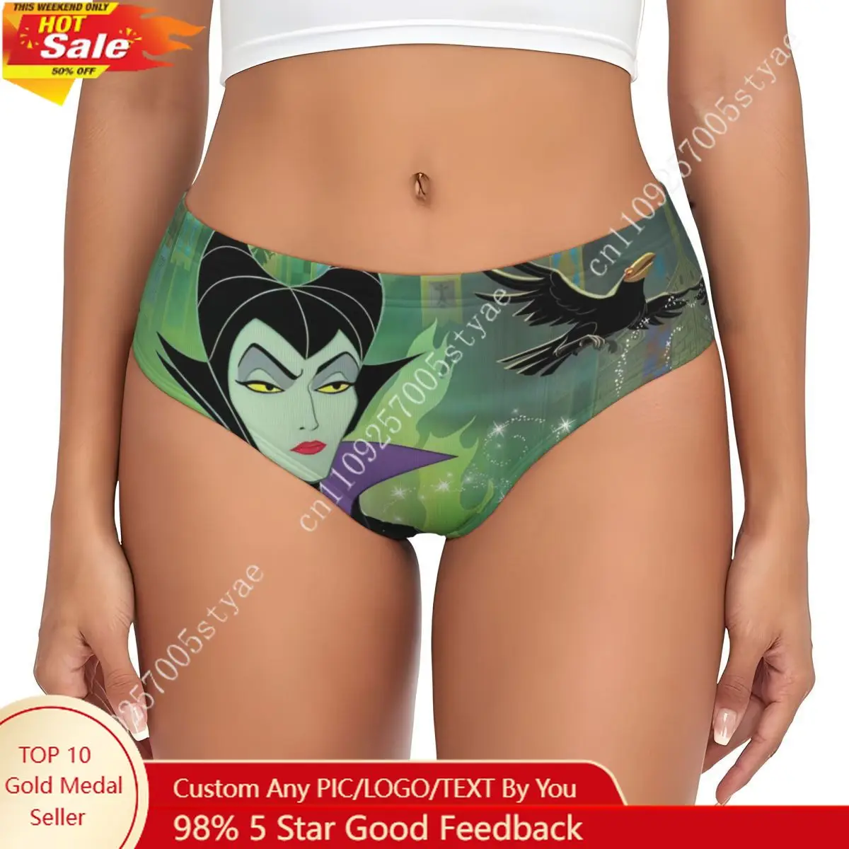 

Custom Villains Evil Queen Maleficent Ursula Briefs Underwear Womens Breathable Stretch Manga Panties