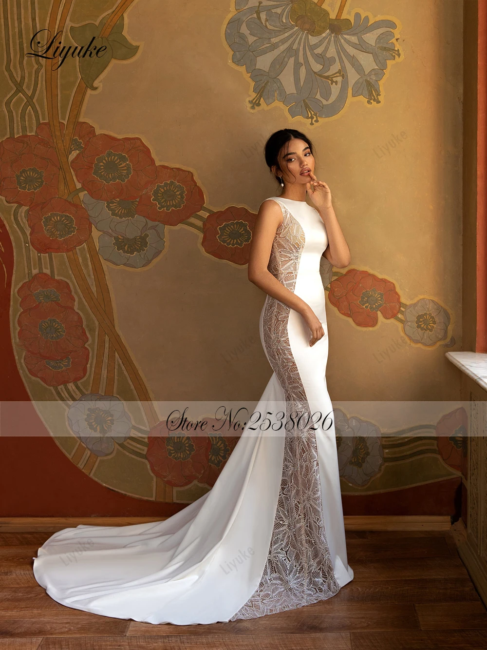 Liyuke-vestidos de novia de sirena 2 en 1, vestidos de novia de lujo con encaje de satén brillante, vestidos de novia de trompeta elegantes