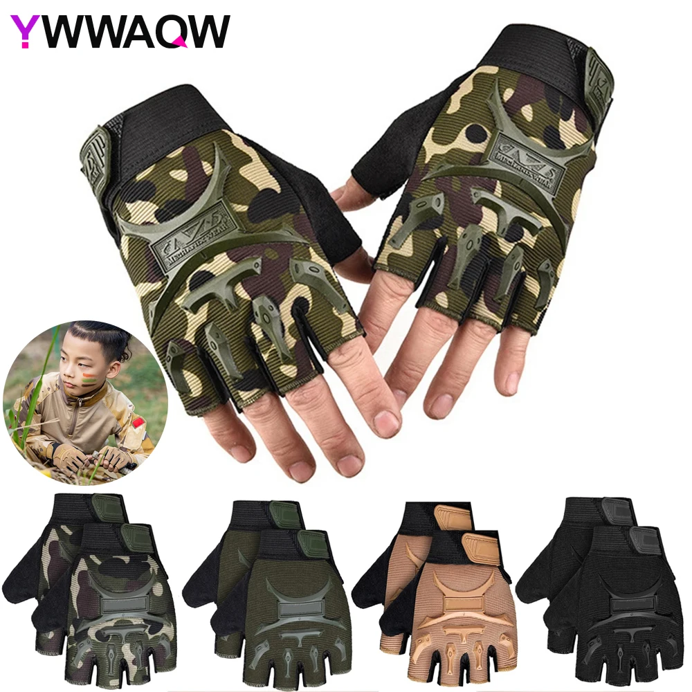 Children Cycling Gloves Kids Half Finger Gloves Bicycle gloves Elastic Non-slip Child Kid Bike Glove Outdoor Riding Equipment