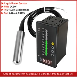 4-20MA Output DC24V Integral Liquid Oil Water Level Sensor Probe Transmitter Detect Smart Controller