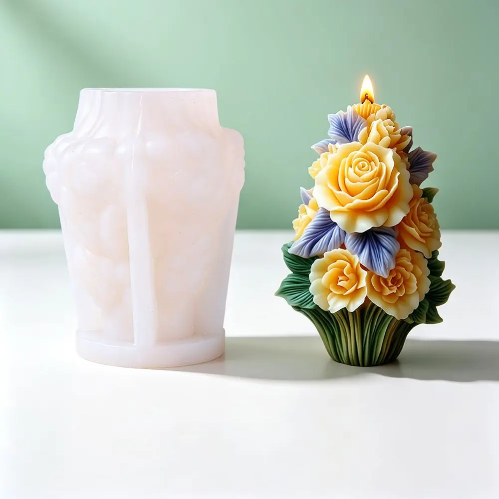 Kreative mehrschichtige Blumen-Silikonform für die Kerzenherstellung, DIY-Bastelwerkzeug, flexibles Harz-Gips-Ornament