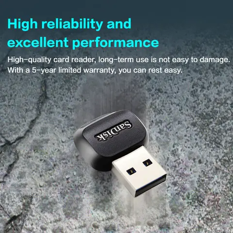 SanDisk Mini USB 3.2 microSD UHS-I minneskortläsare Max 250 Mb/s läsning 150 Mb/s skrivning Höghastighets Micro SD-kortläsare 10 best sales Sandisk-kortläsare - №1