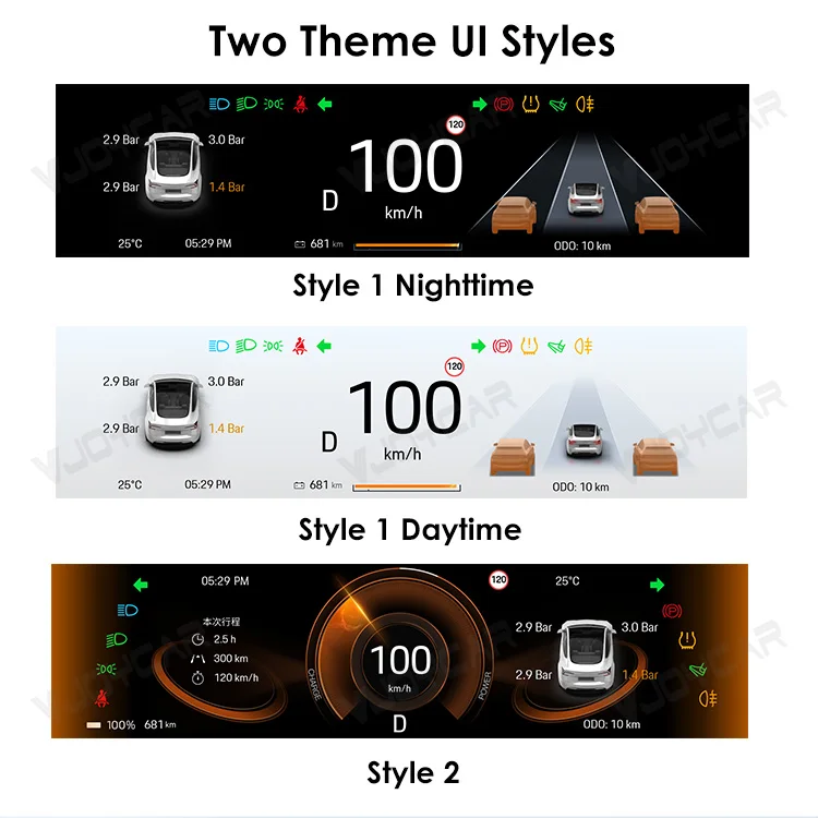 VJOYCAR 9.66 inches Instrument Display for New Model Y Juniper Model YL Dashboard with Air Outlet for Tesla All Model 3 Y