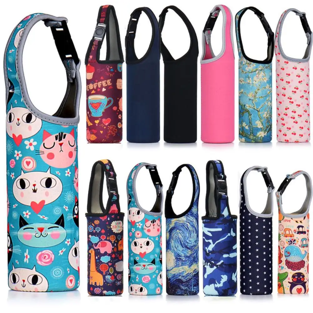 1Pcs Sport Water Bottle Cover Case with Shoulder Strap Portable Vacuum Glass Cup Sleeve Cup Pouch Sport Camping Accessorie