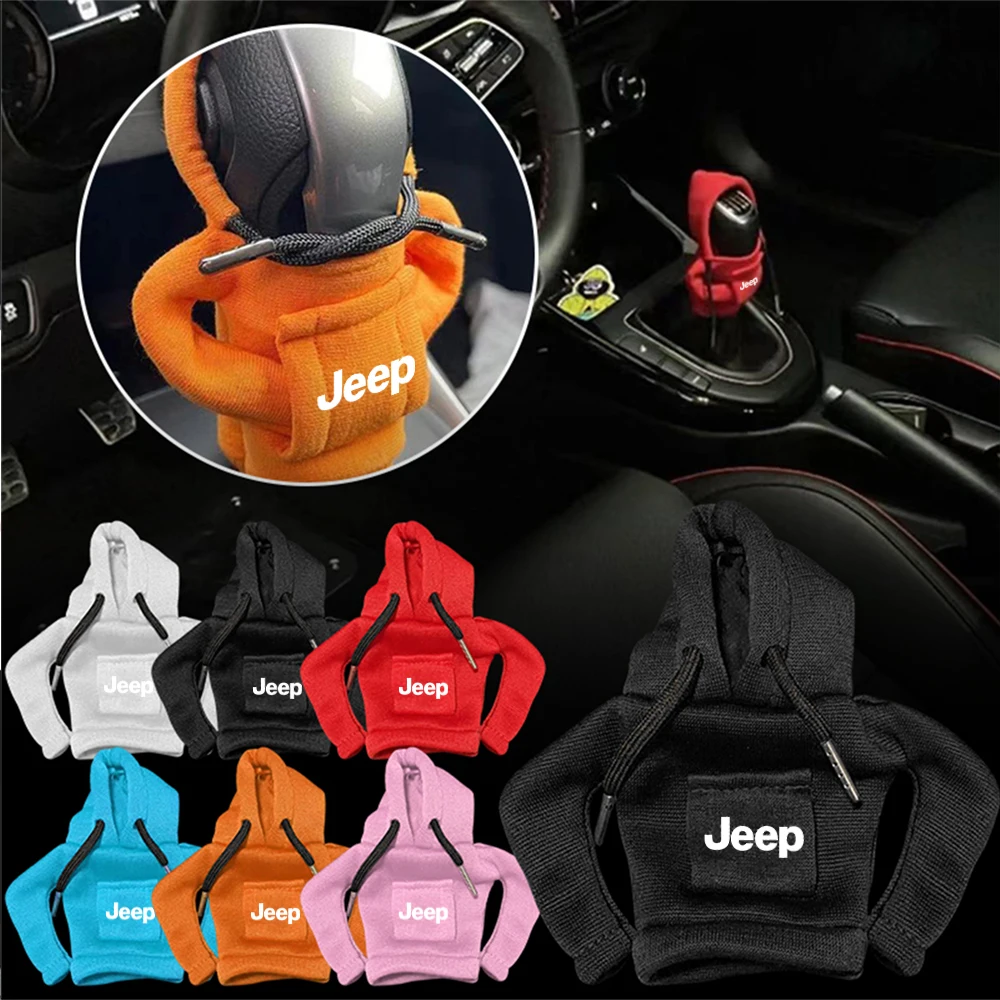 

1/2Pcs For Jeep Emblem Accessories Fashion Hoodie Car Cute Cartoon Gear Shift Knob Cover Gearshift Handle Gear Lever Decoration