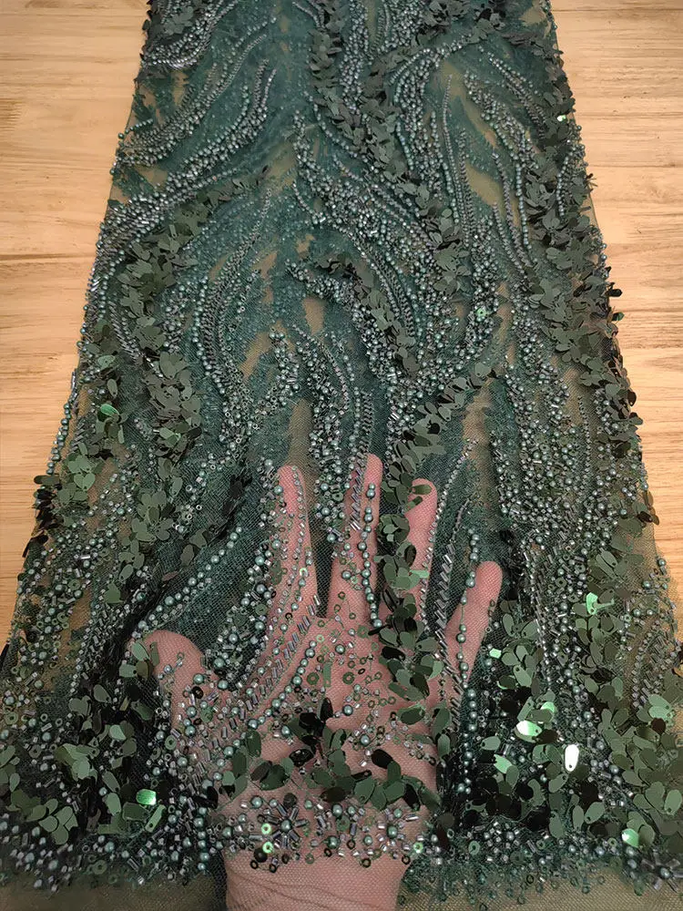 Beaded Sequined HeavyDuty Wedding Lace Fabric Tulle for DIY Clothing Accessories Decoration Perfect for Dress Design