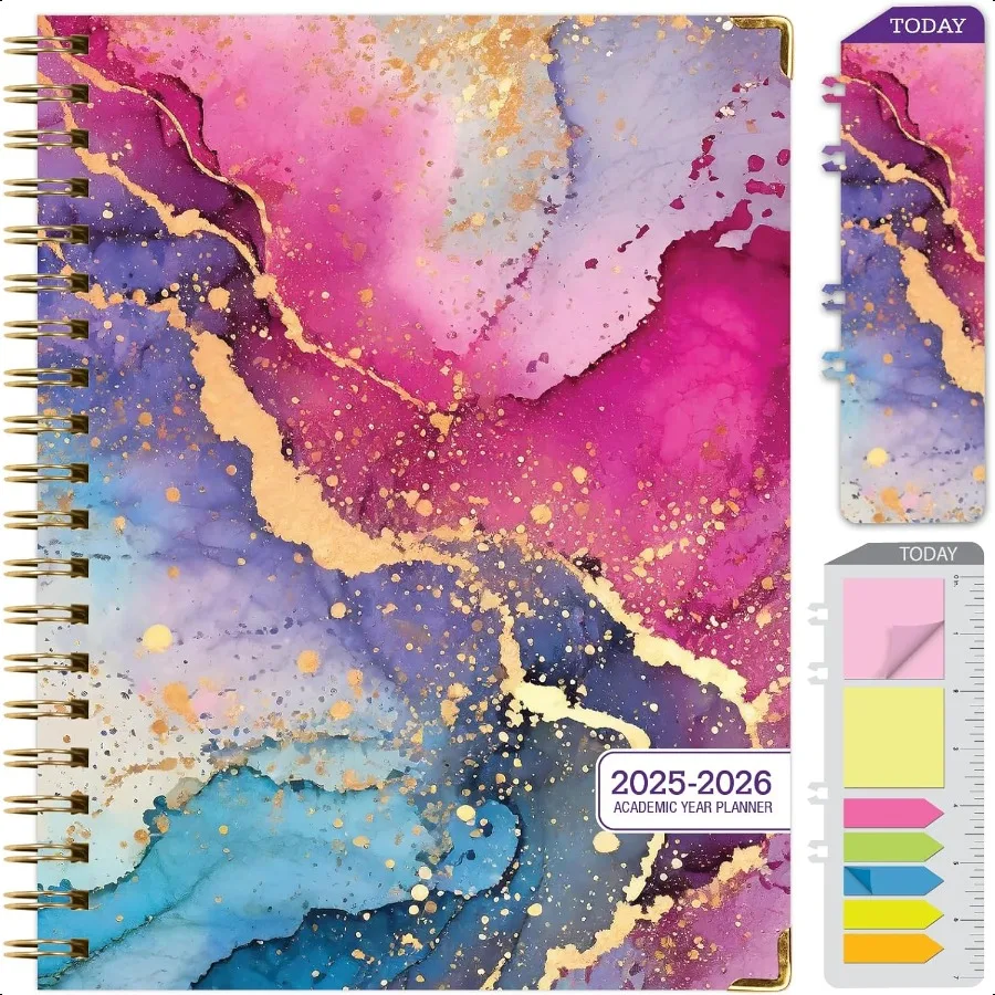 

HARDCOVER Academic Year 20252026 : June 2025 Through July 2026 8.5x11 Daily Weekly Monthly Yearly Agenda. Bookmark Pocket Fold