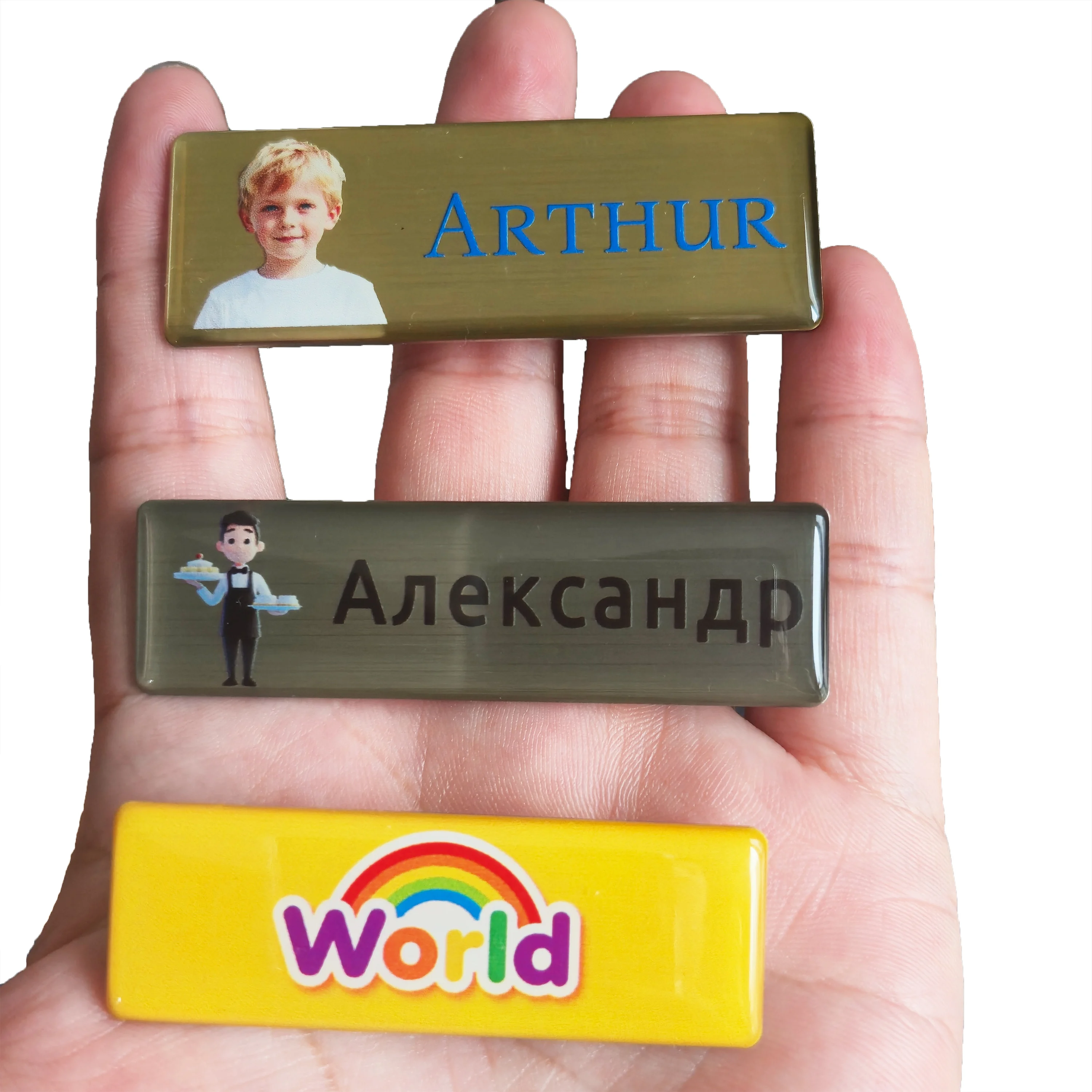 Insignias de Identificación Personalizadas con Nombre, Texto y Logotipos, Placa de Acero Inoxidable para Ropa con Pin o Imán
