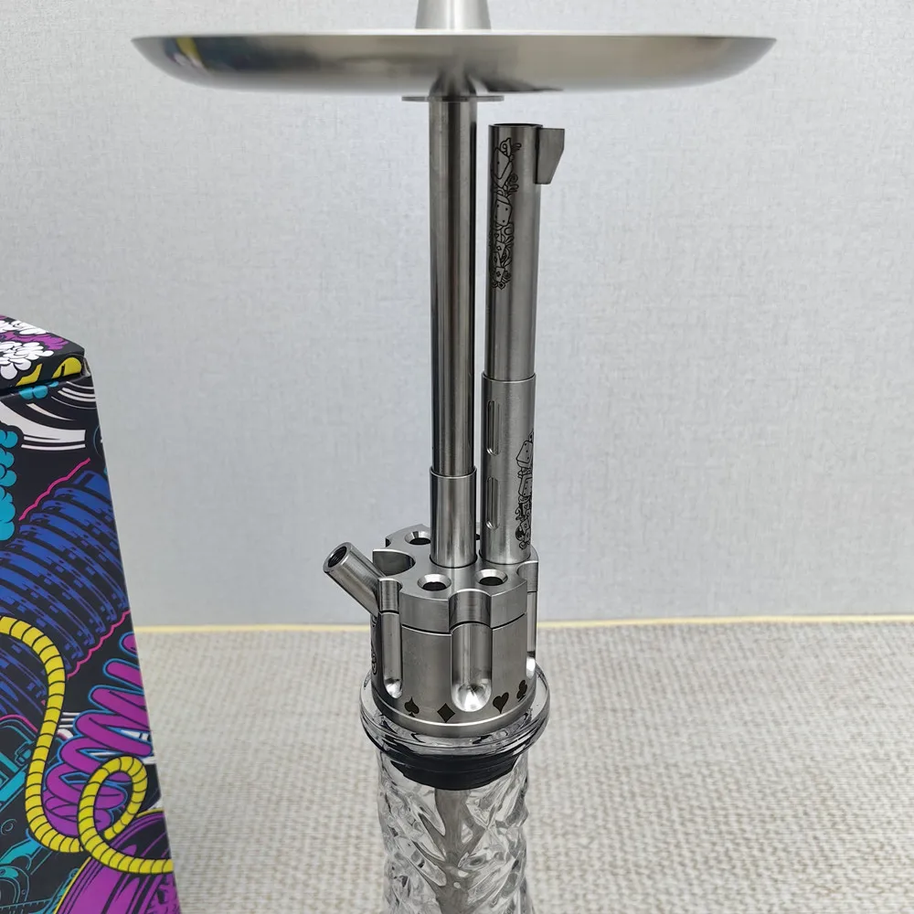 مجموعة الشيشة المصنوعة من الفولاذ المقاوم للصدأ على شكل بقرة بوي مسدس جديد فاخر صندوق هدايا الشيشة شي كارفر شيشا شيشا مجموعة الشيشة