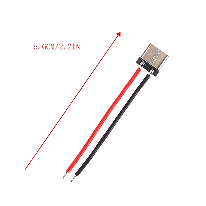 Male Plug-in Board Quick Charging Connector 10Pcs Micro USB Type-C 2Pin Horizontal 2P Simple Soldered