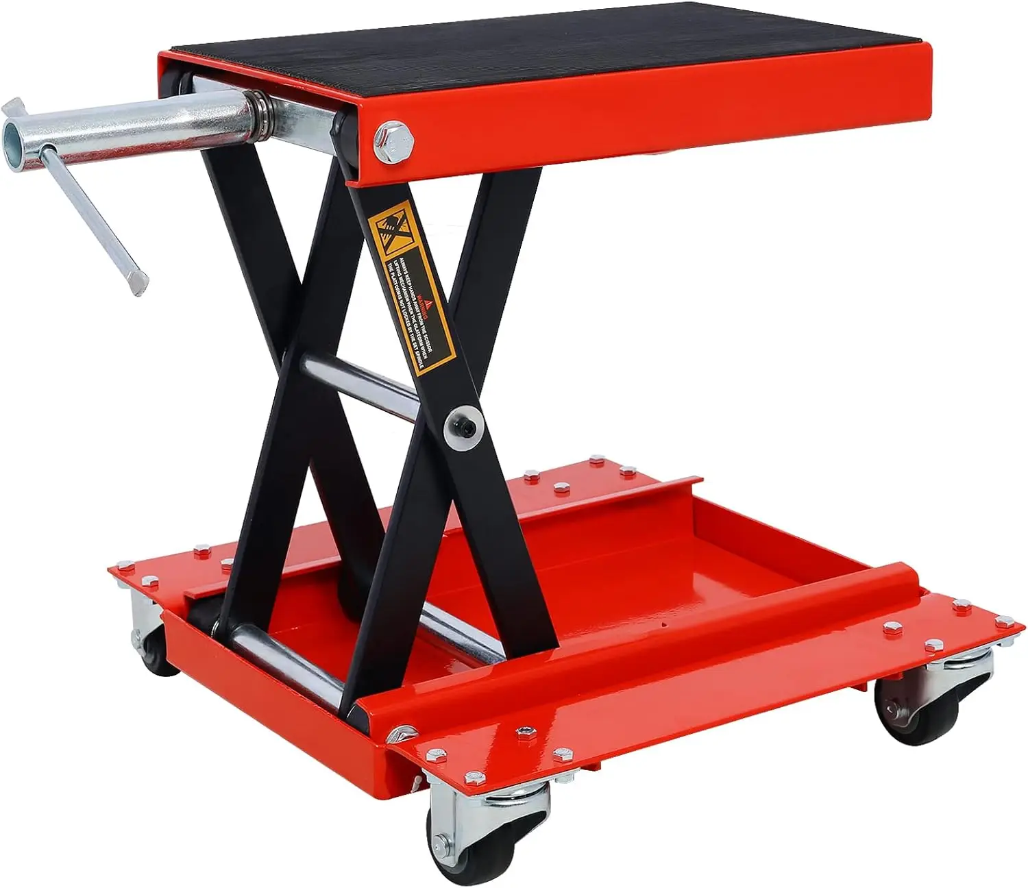 

1100 lb Motorcycle Lift Jack with Dolly Heavy-Duty Scissor Lift with Wide Deck Adjustable Tire Wheel Engine Stand for Front and