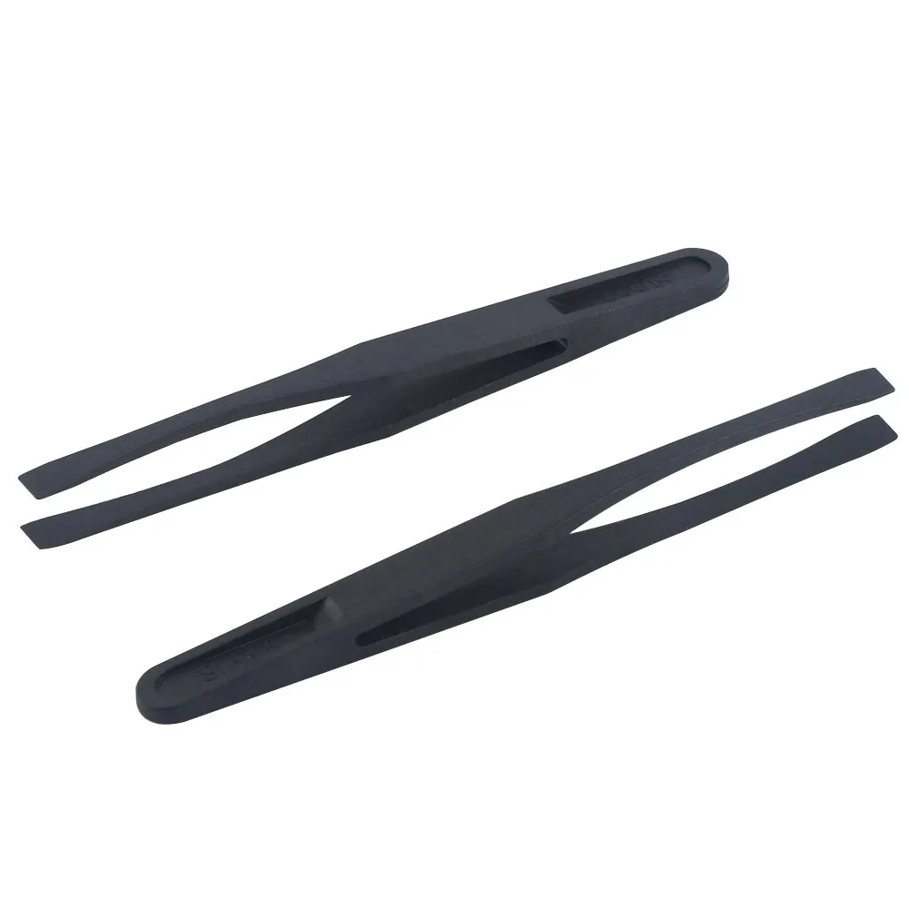 2 Stuks Anti-Statische Zwarte Plastic Platte Tip Pincet Voor Ambachten Laboratorium Werk Elektronica Reparatie Filatelie Stempel Collector Tool