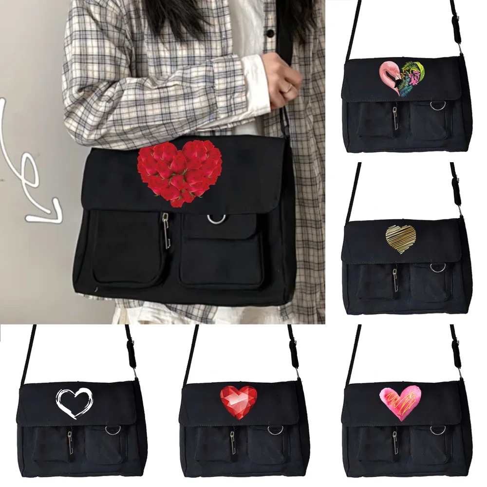 Bags for Women Messenger Bags Shoulder Crossbody Bag Love Pattern Series Casual School Casual Lady Large Capacity Bags