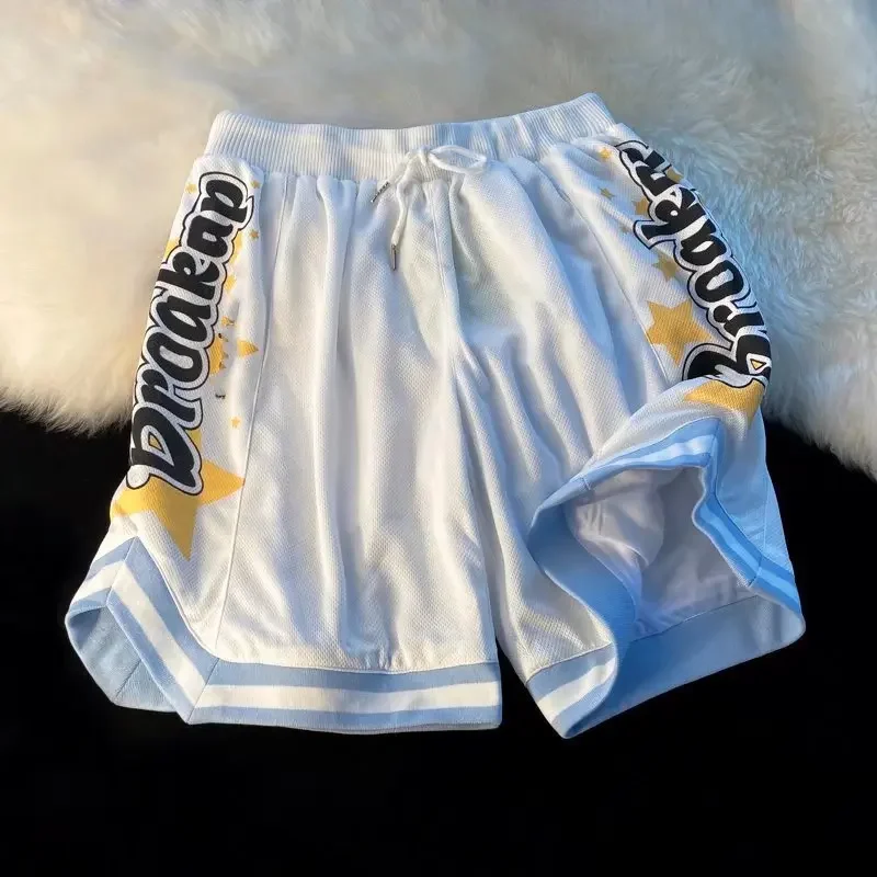 2025 Summer Running American Basketball Shorts Sports Five-point Pants Student Quick-drying Casual Retro Training Shorts Loose