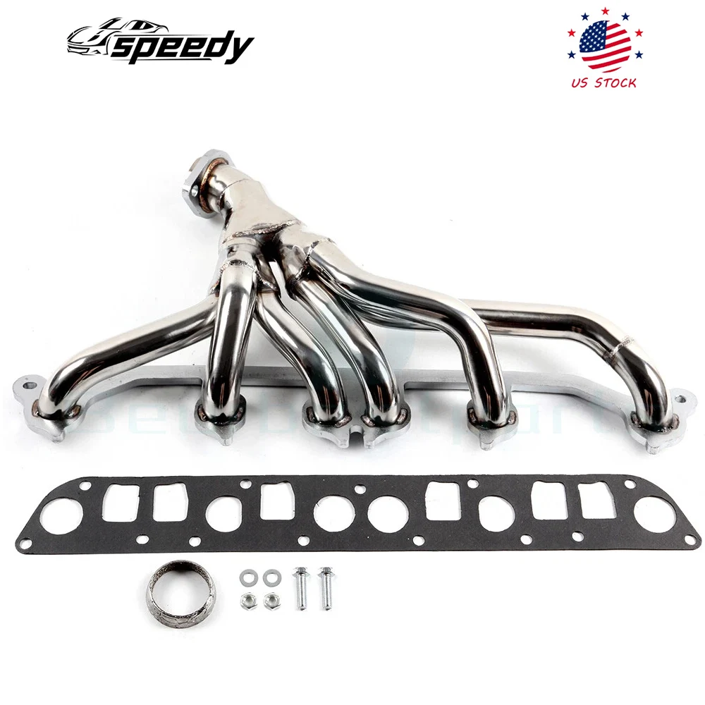 

Silver Stainless Manifold Header Exhaust For 1991-1999 Jeep Wrangler YJ TJ Cherokee XJ Grand Cherokee ZJ 4.0L 6CYL