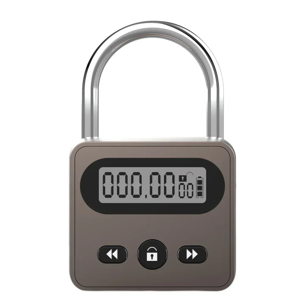 1pc Timing Padlock USB Rechargeable LCD Display Multi Function Electronic Time 999 Hour Timing Metal Timer Lock Household Tools