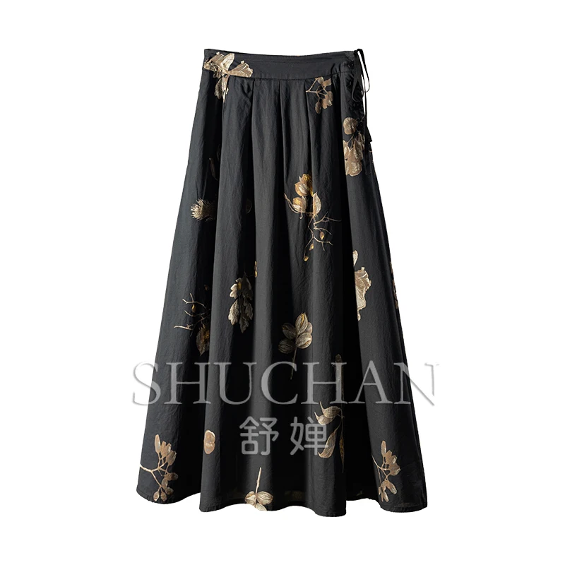 

Digital Direct Injection Printing Pure Cotton 2M Pendulum A-shaped Skirt Women 01E8 long skirts for women
