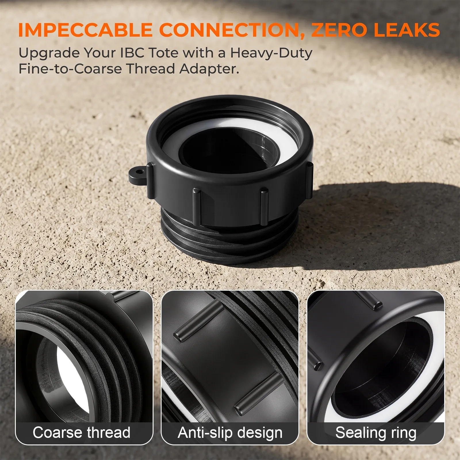 60Mm Ibc Tote Adapter Fine to Coarse Thread Water Tank Converter for Garden Hose Irrigation Oil Storage Food Grade Drain Fitting