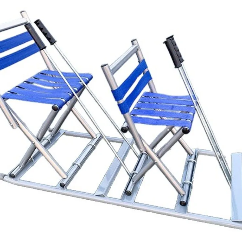 Ice Sled for Adults and Kids,Winter Outdoor,Solid Ice Strap,Backrest Spoon,Ice Pick and Ski Pole,Ice Rink Sliding Tool