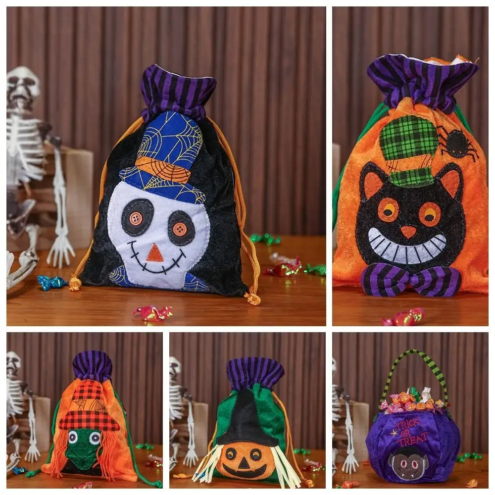 Secchio portaoggetti Borsa per caramelle di Halloween con coulisse Custodia per regali con borsa a corda Borsa per dolcetti o dolcetti Borsa per zucca non tessuta Festival