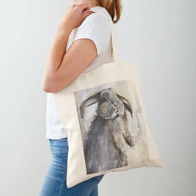 Grey Bunny Painting Tote Bag