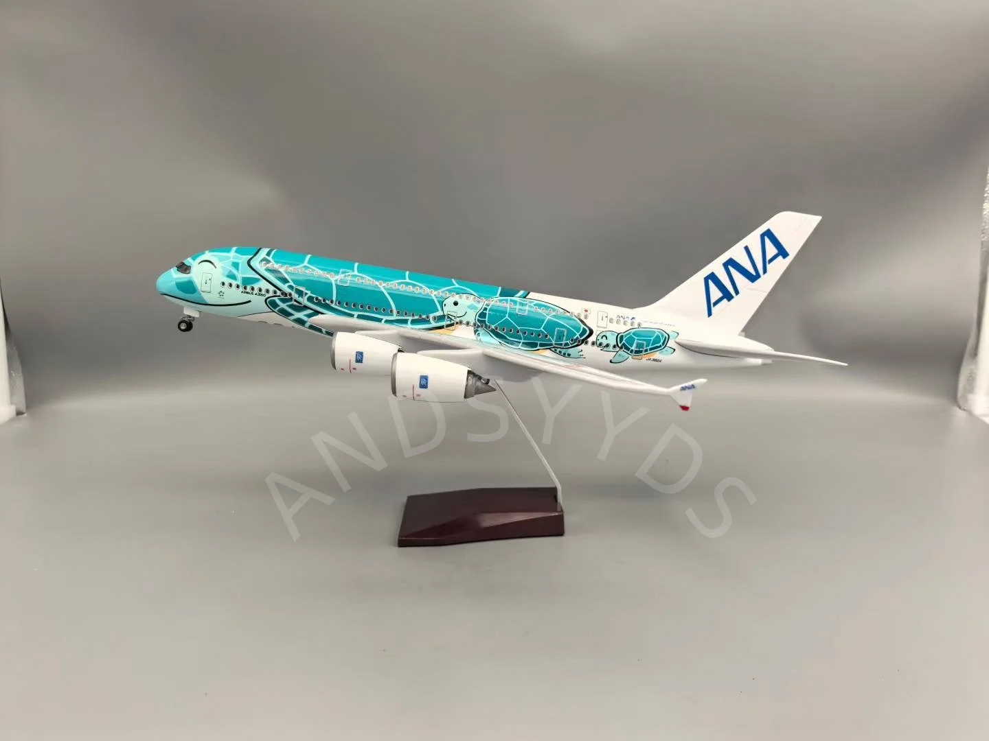 

46cm Resin Air Japan ANA Airlines Airplane A380 Cartoon Sea Turtle Plane Model Diecast Scale 1/160 With Lamp Aircraft Souvenirs
