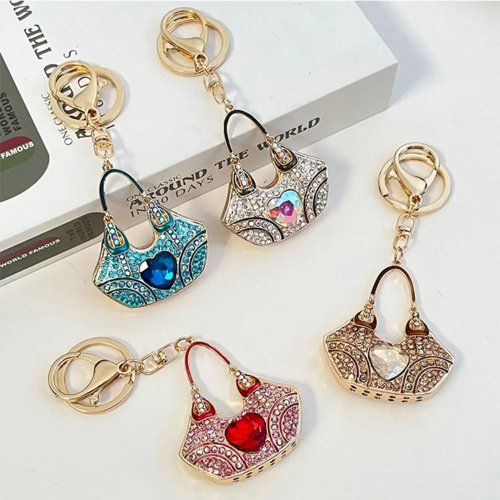 

Fashion Sparkle Bag Shaped Keychain Elegant Creative Love Bag Pendant Metal Backpack Decor Car Key Accessories Girl