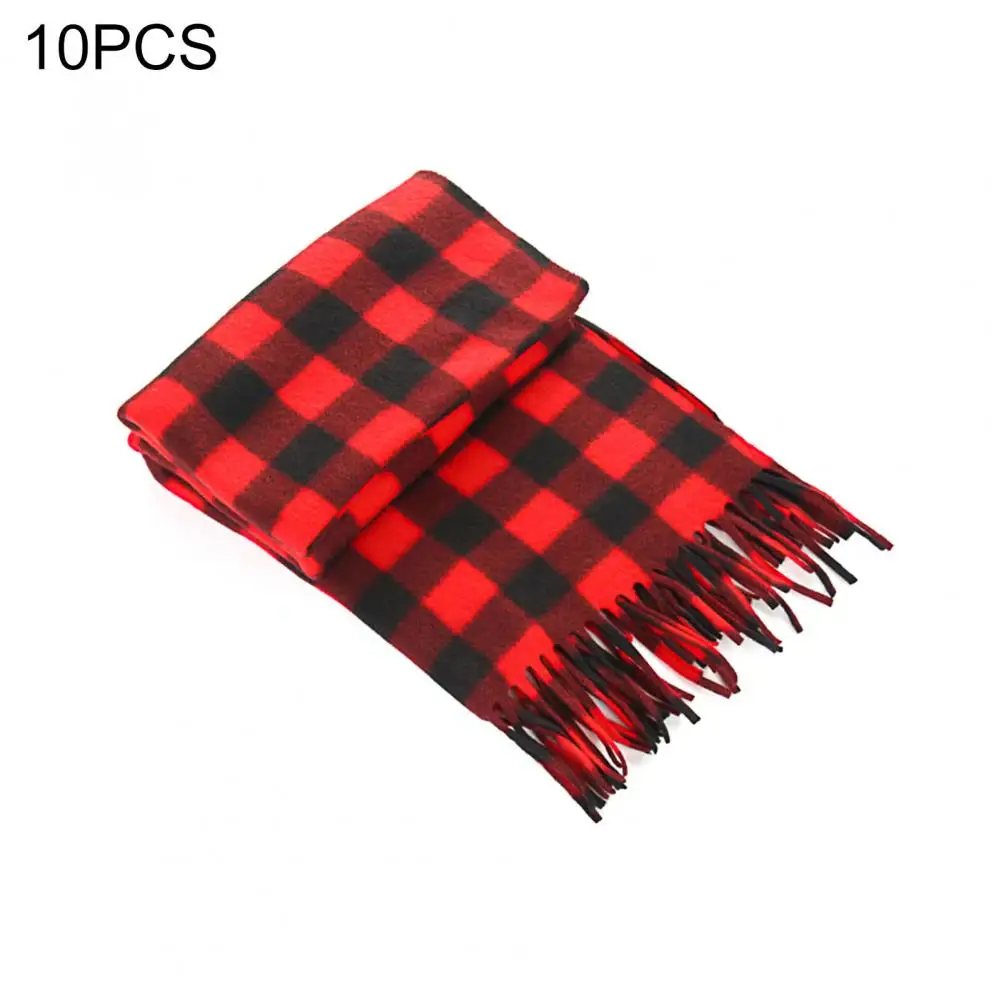 

Tassel Scarf 10pcs Plaid Print Tassel Trim Velvet Long Scarf Set for Men Women Double Contrast Color Thermal Scarf Collection