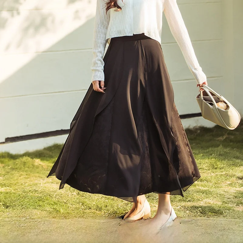 

Элегантная юбка миди А-силуэта с цветочной вышивкой и модным пэчворк-дизайном, универсальная длинная юбка от a Life on the Left