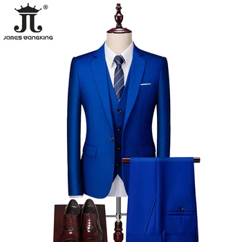M-6XL 15 Colors ( Jacket+Vest+Pants ) Formal Business Office Men's Suits Groom Wedding Dress Party Dress Solid Color Suit 4 M-6XL 15 Colors ( Jacket+Vest+Pants ) Formal Business Office Men's Suits Groom Wedding Dress Party Dress Solid Color Suit 4