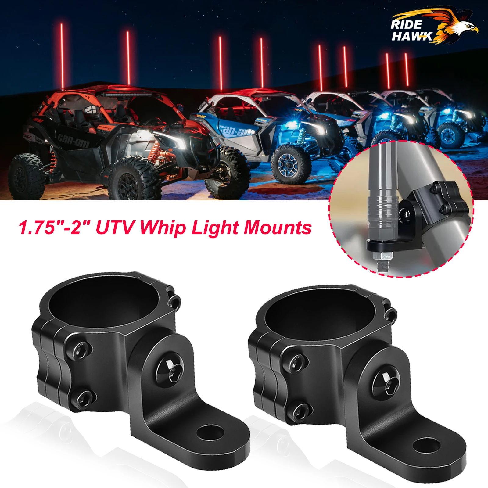 

Крепления светодиодного фонаря UTV Кронштейны для крепления флага UTV Светодиодные антенные кронштейны 1,75 "-2" Зажим для квадроцикла для Polaris RZR 900 1000 Can Am SXS