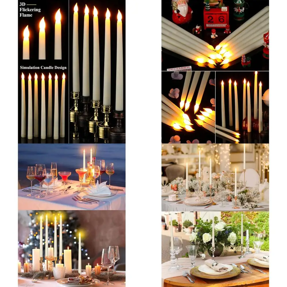 

72-Piece Ivory LED Taper Candles, Battery-Operated, 11-Inch, with Warm Light, Perfect for Valentine's Day, Church, Wedding, and