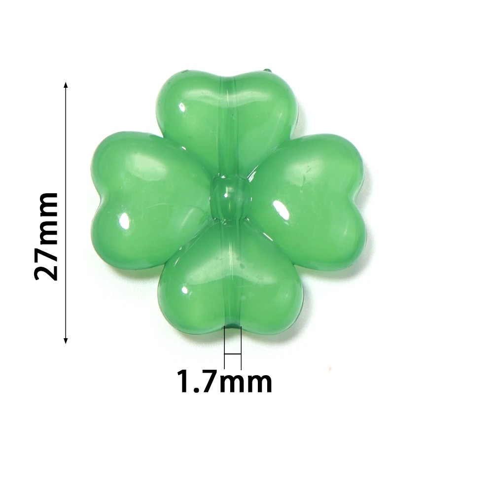20 Stück 27mm Glücks-Vierblattklee-Acrylperlen Transparente Bunte Lose Abstandsperlen DIY Schlüsselanhänger Handykette Schmuckherstellung – Detail 1