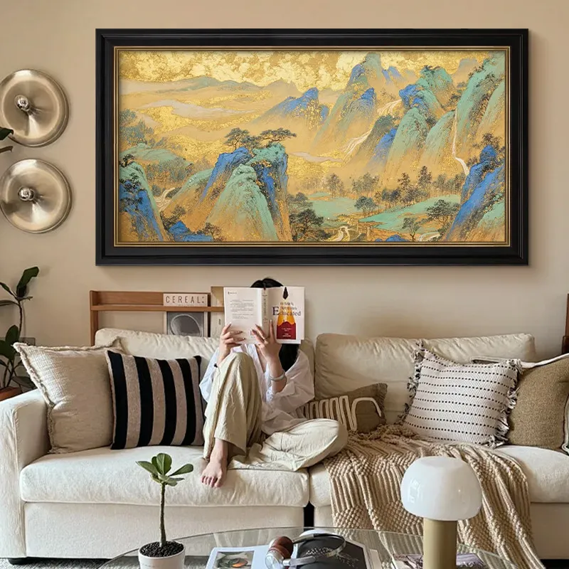 CX hanging painting pure hand-painted oil painting living room background wall atmospheric decorative painting