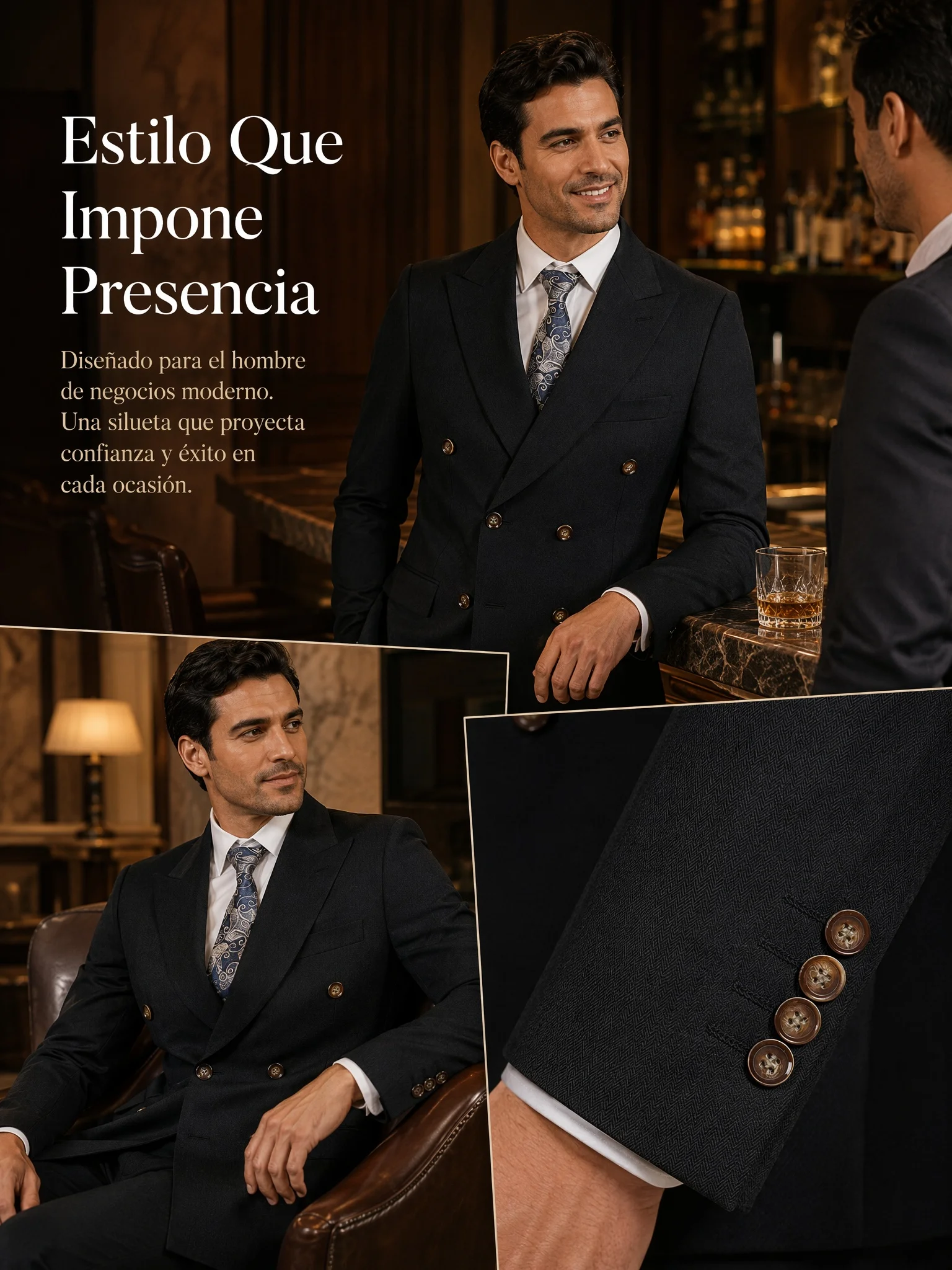 Immagine 6: Abito da Uomo Doppiopetto 2 Pezzi Slim Fit Giacca Blazer Nera Pantaloni Formale per Ufficio Matrimonio Sposo