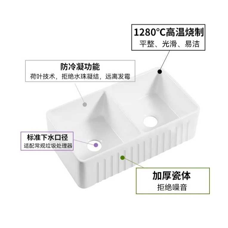 

Nordic American Kitchen Ceramic Sink Large Cabinet