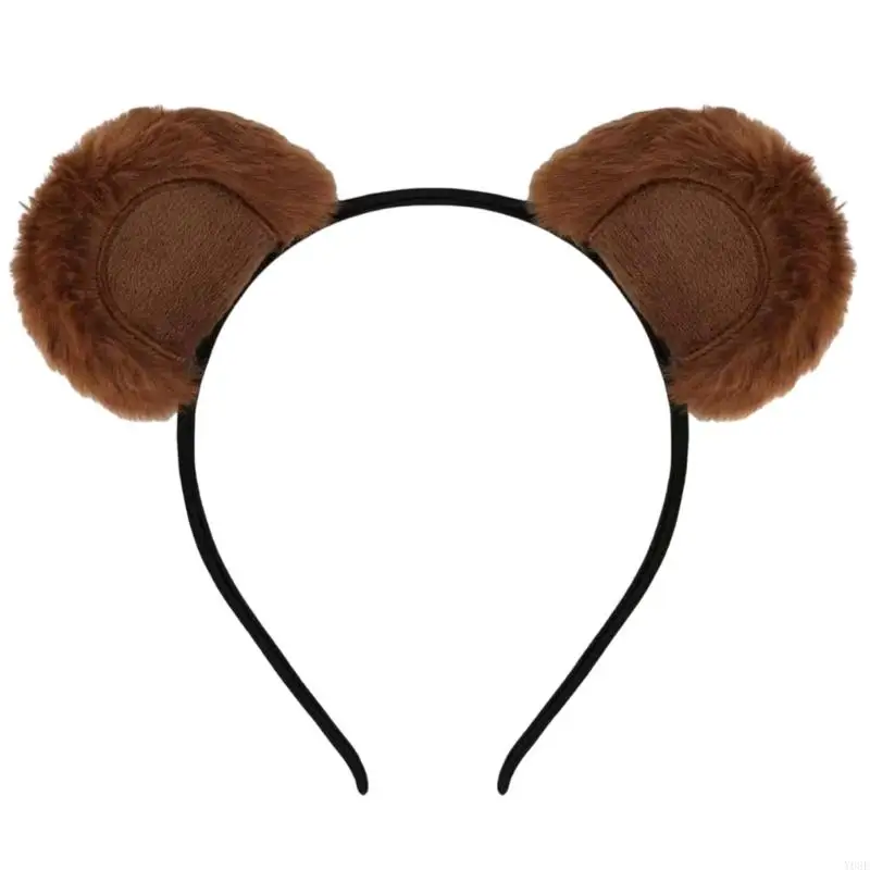 Plush Bear Ear Headband with Soft Padded Ears Hair Accessory for Face Washing, Skin Care, Makeup and Daily Hair Styling Y08E