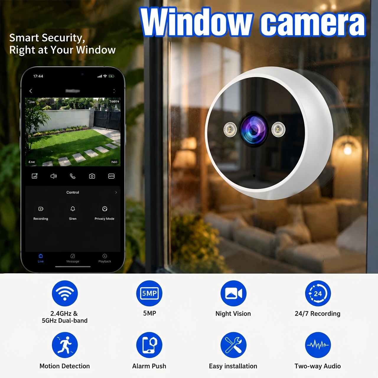 jooan-5mp-ウィンドウスマートカメラ-24g-5g-wifi-ipカメラ-ipx6-双方向音声-ナイトビジョン-ミニ-簡単設置-ホームセキュリティ保護
